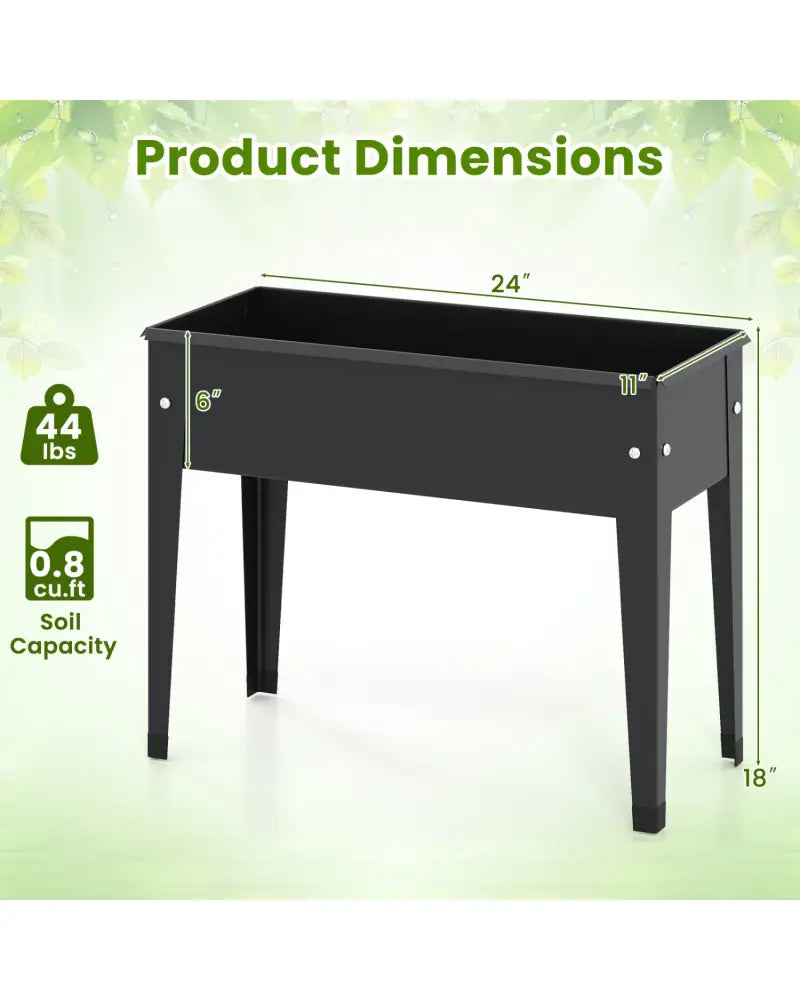 Raised Garden Bed Elevated Metal Planter Box with Legs Drainage Holes-S - Black - Raised Garden Beds