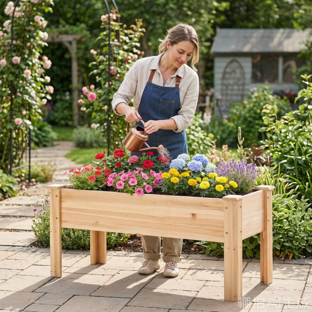 Raised Garden Bed Elevated Planter Box Wood for Vegetable Flower Herb - Natural - Raised Garden Beds