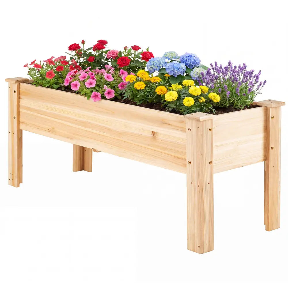 Raised Garden Bed Elevated Planter Box Wood for Vegetable Flower Herb - Natural - Raised Garden Beds