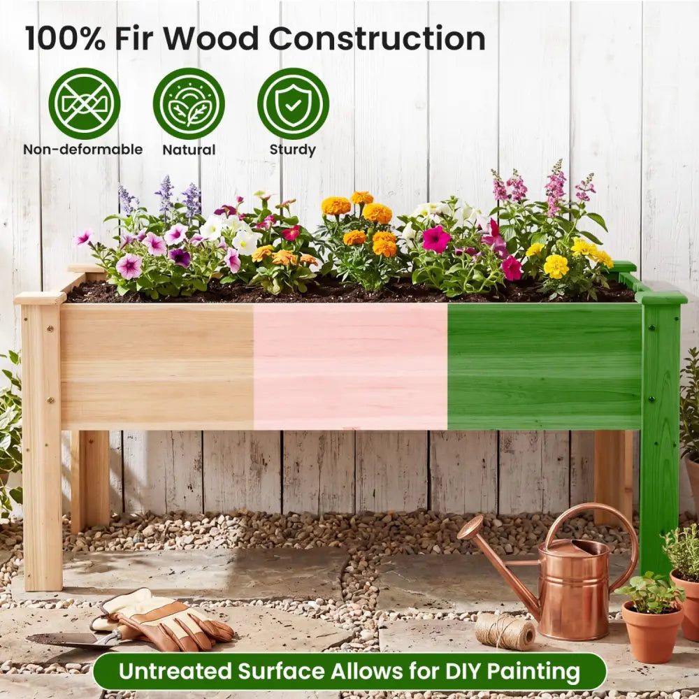 Raised Garden Bed Elevated Planter Box Wood for Vegetable Flower Herb - Natural - Raised Garden Beds