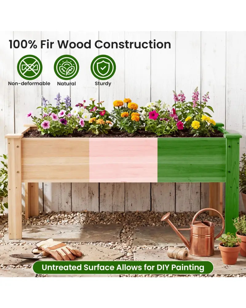 Raised Garden Bed Elevated Planter Box Wood for Vegetable Flower Herb - Natural - Raised Garden Beds