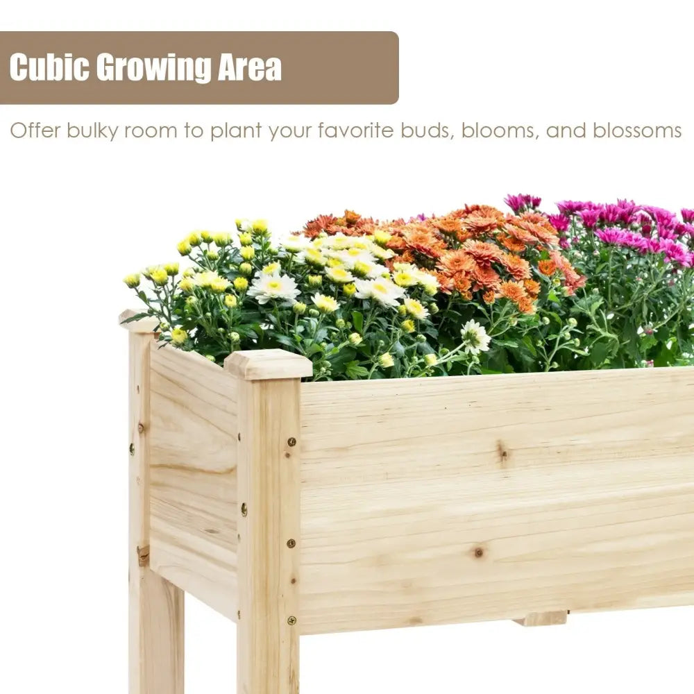 Raised Garden Bed Elevated Planter Box Wood for Vegetable Flower Herb - Natural - Raised Garden Beds