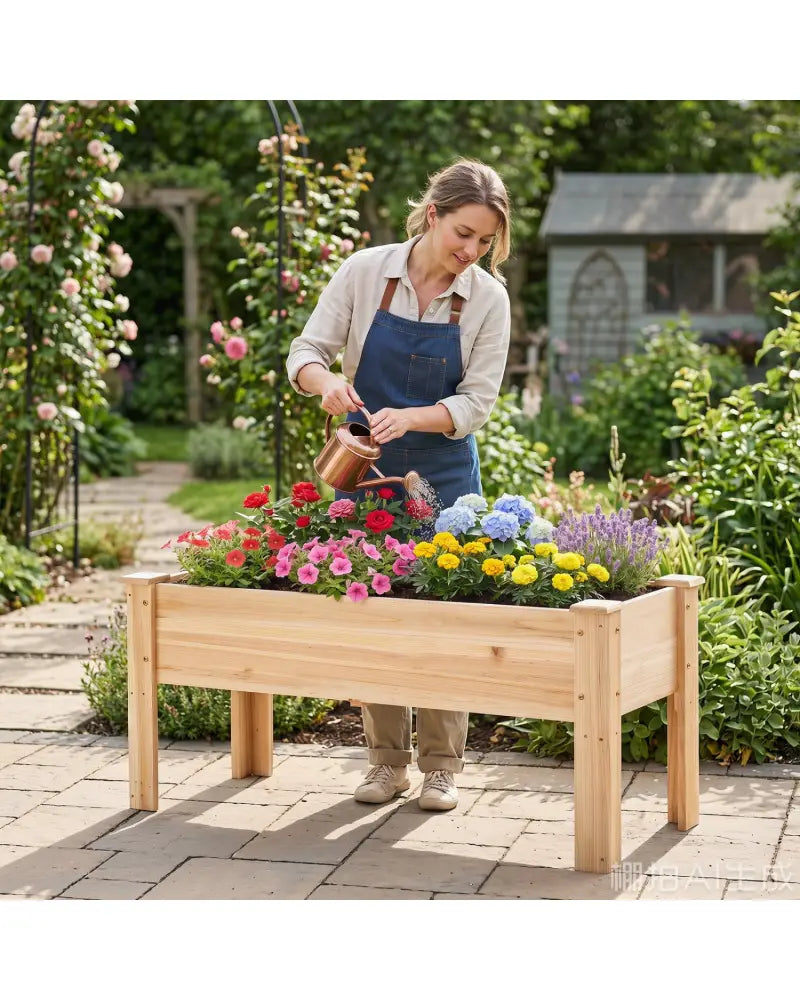 Raised Garden Bed Elevated Planter Box Wood for Vegetable Flower Herb - Natural - Raised Garden Beds