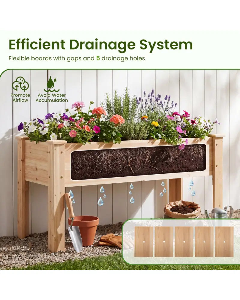 Raised Garden Bed Elevated Planter Box Wood for Vegetable Flower Herb - Natural - Raised Garden Beds