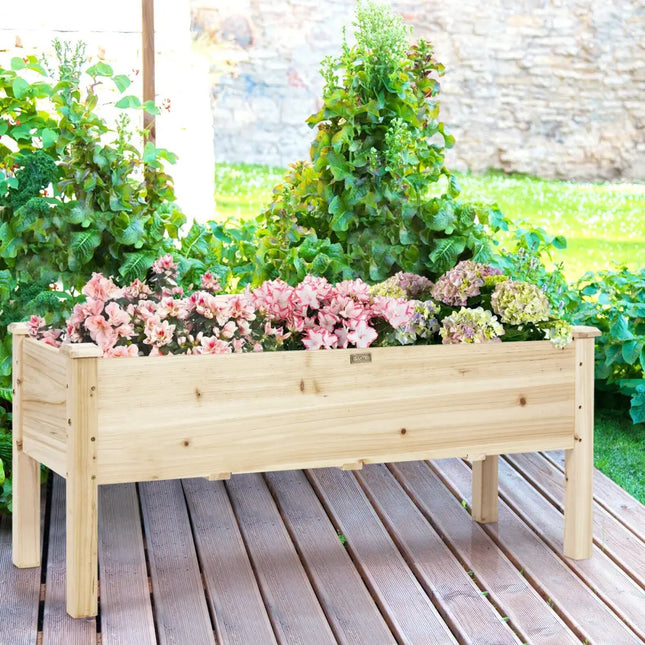 Raised Garden Bed Elevated Planter Box Wood for Vegetable Flower Herb - Natural - Raised Garden Beds