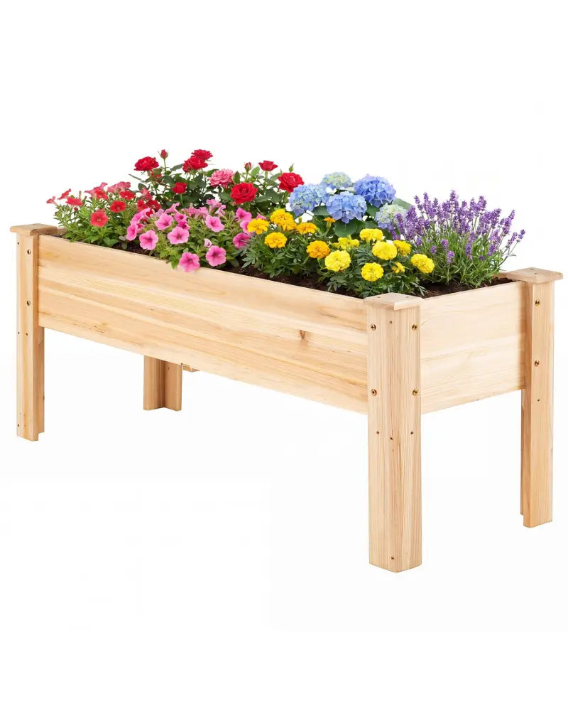 Raised Garden Bed Elevated Planter Box Wood for Vegetable Flower Herb - Natural - Raised Garden Beds