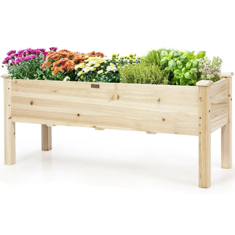 Raised Garden Bed Elevated Planter Box Wood for Vegetable Flower Herb - Natural - Raised Garden Beds