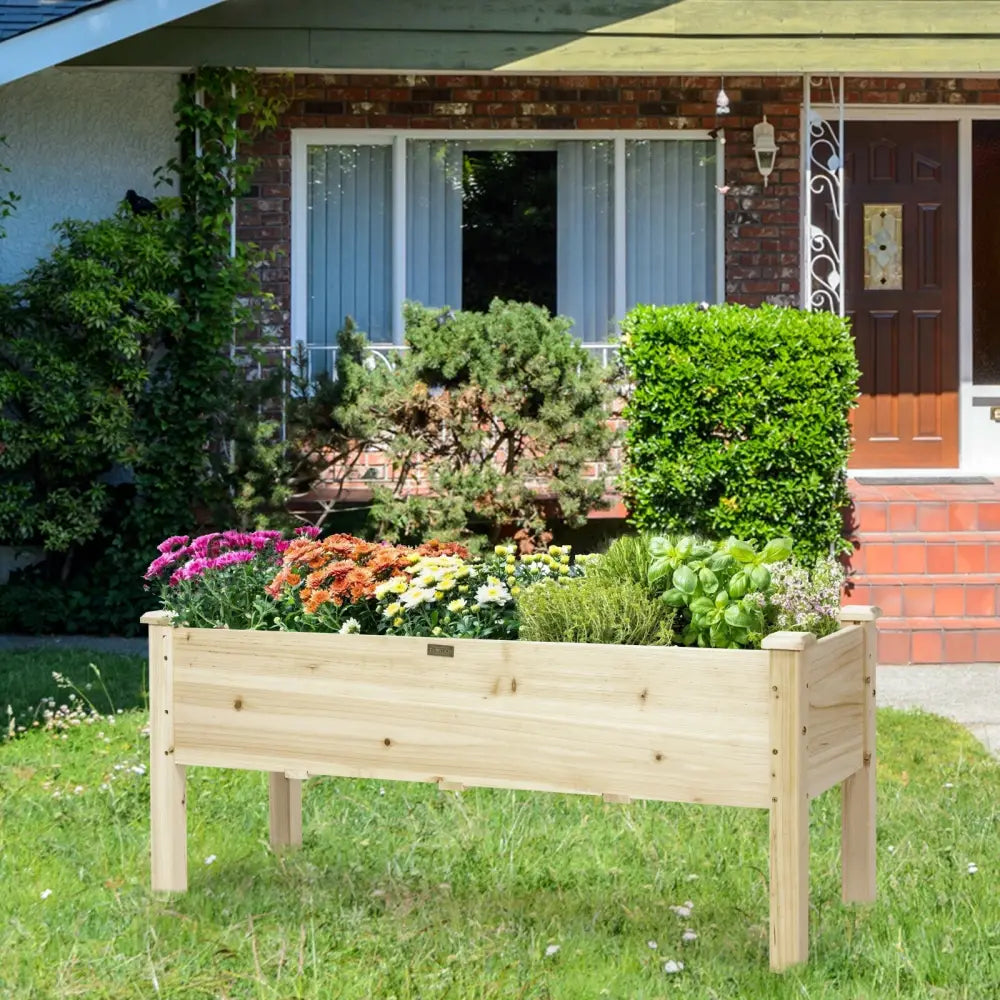 Raised Garden Bed Elevated Planter Box Wood for Vegetable Flower Herb - Natural - Raised Garden Beds