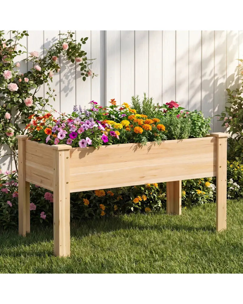 Raised Garden Bed Elevated Planter Box Wood for Vegetable Flower Herb - Natural - Raised Garden Beds