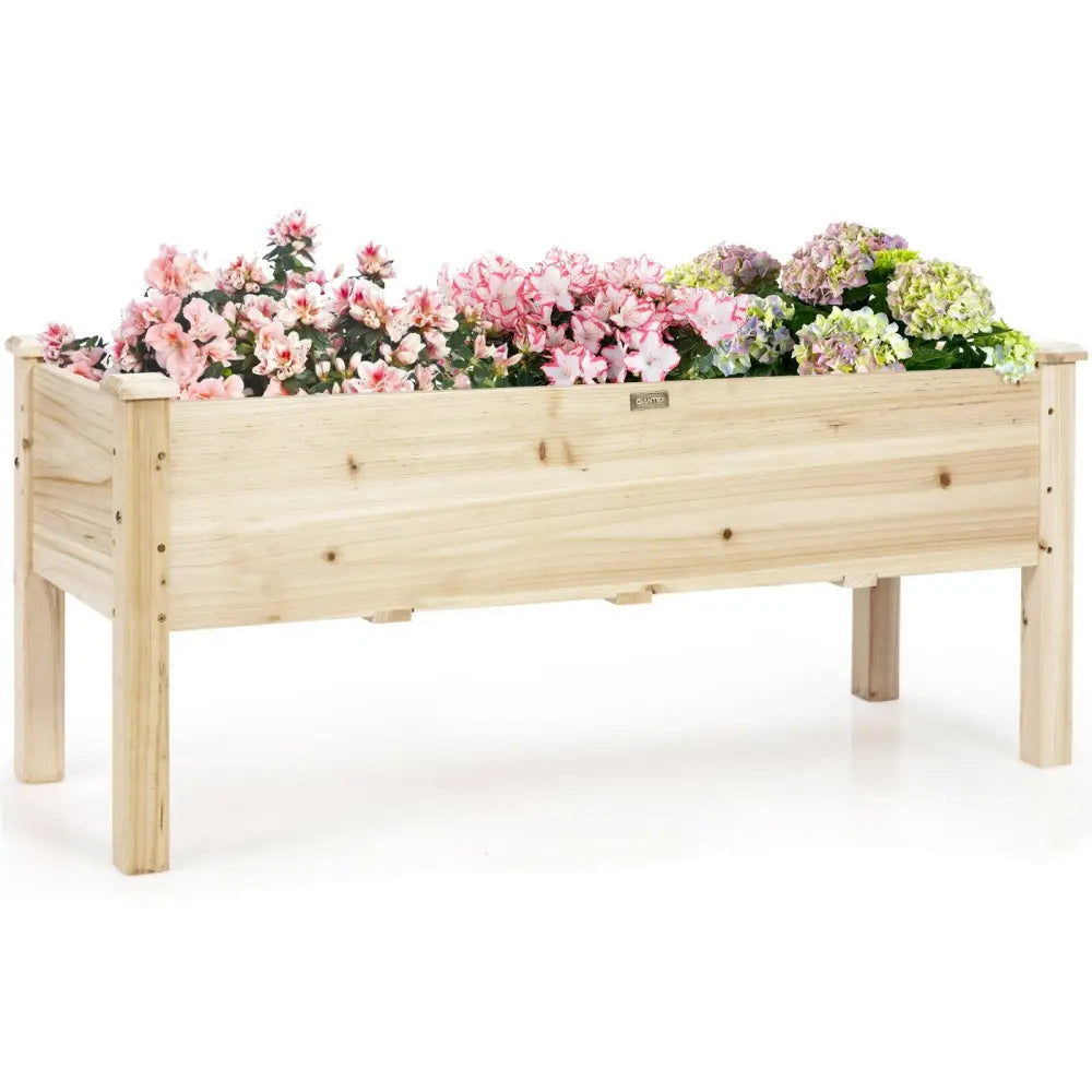 Raised Garden Bed Elevated Planter Box Wood for Vegetable Flower Herb - Natural - Raised Garden Beds