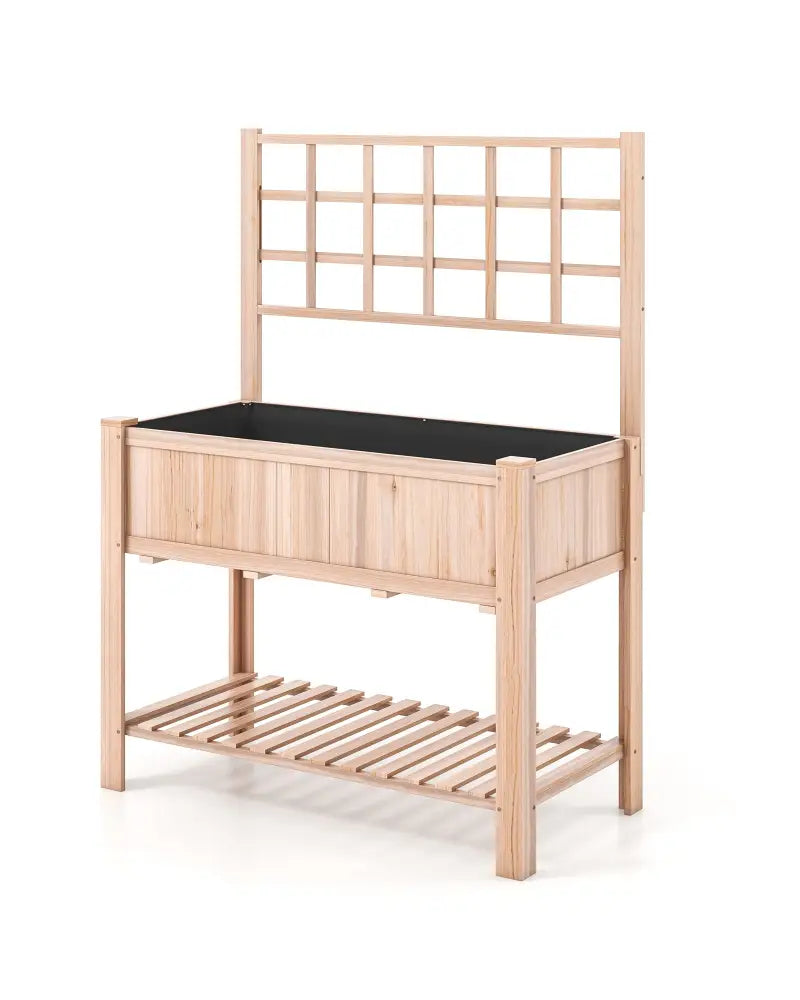 Raised Garden Bed Elevated Wooden Planter Box with Trellis - Natural - Raised Garden Beds