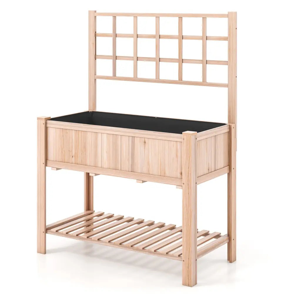 Raised Garden Bed Elevated Wooden Planter Box with Trellis - Natural - Raised Garden Beds
