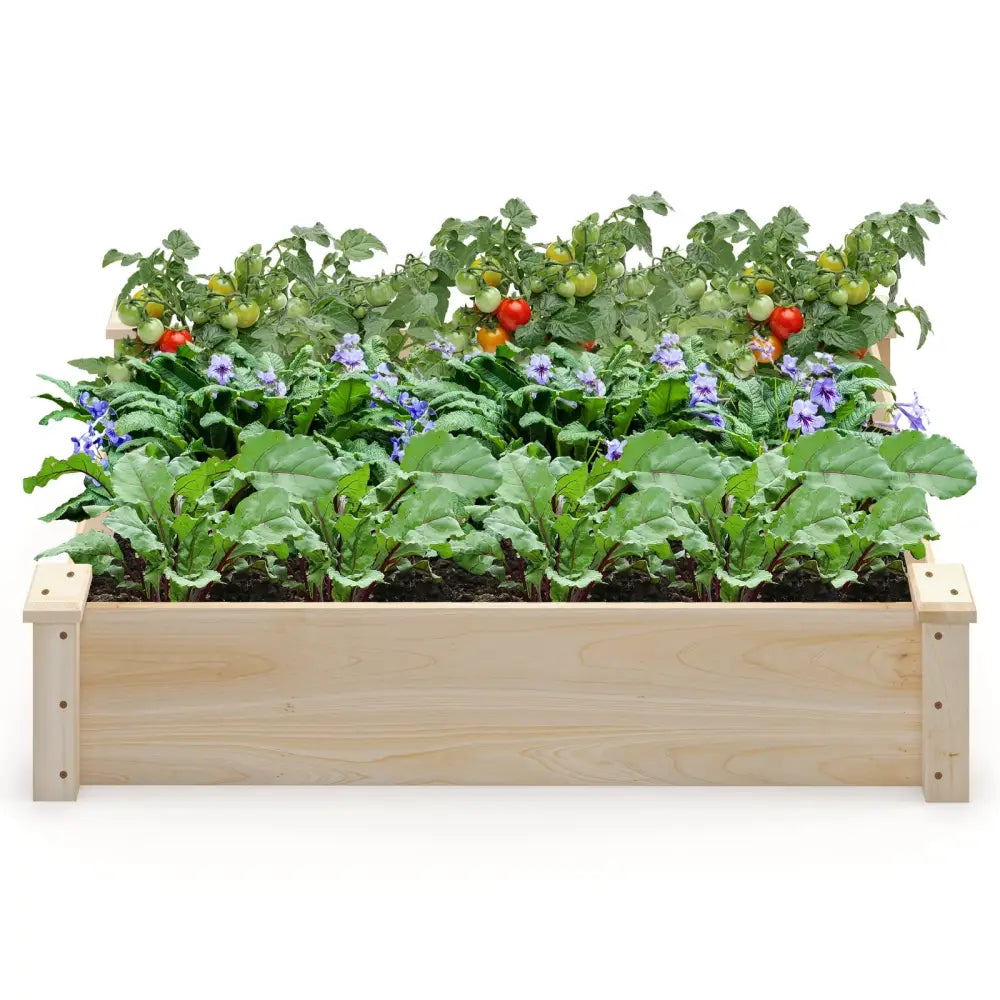 Raised Garden Bed Fir Wood Wooden Square Wood Planter Box for Garden - Natural - Raised Garden Beds