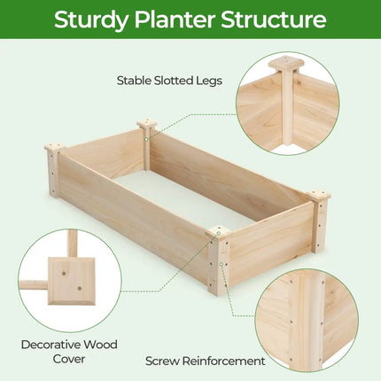 Raised Garden Bed Fir Wood Wooden Square Wood Planter Box for Garden - Natural - Raised Garden Beds