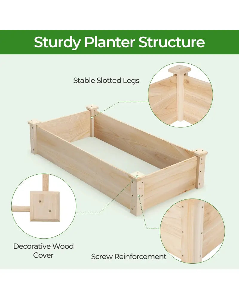 Raised Garden Bed Fir Wood Wooden Square Wood Planter Box for Garden - Natural - Raised Garden Beds