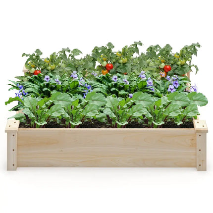 Raised Garden Bed Fir Wood Wooden Square Wood Planter Box for Garden - Natural - Raised Garden Beds