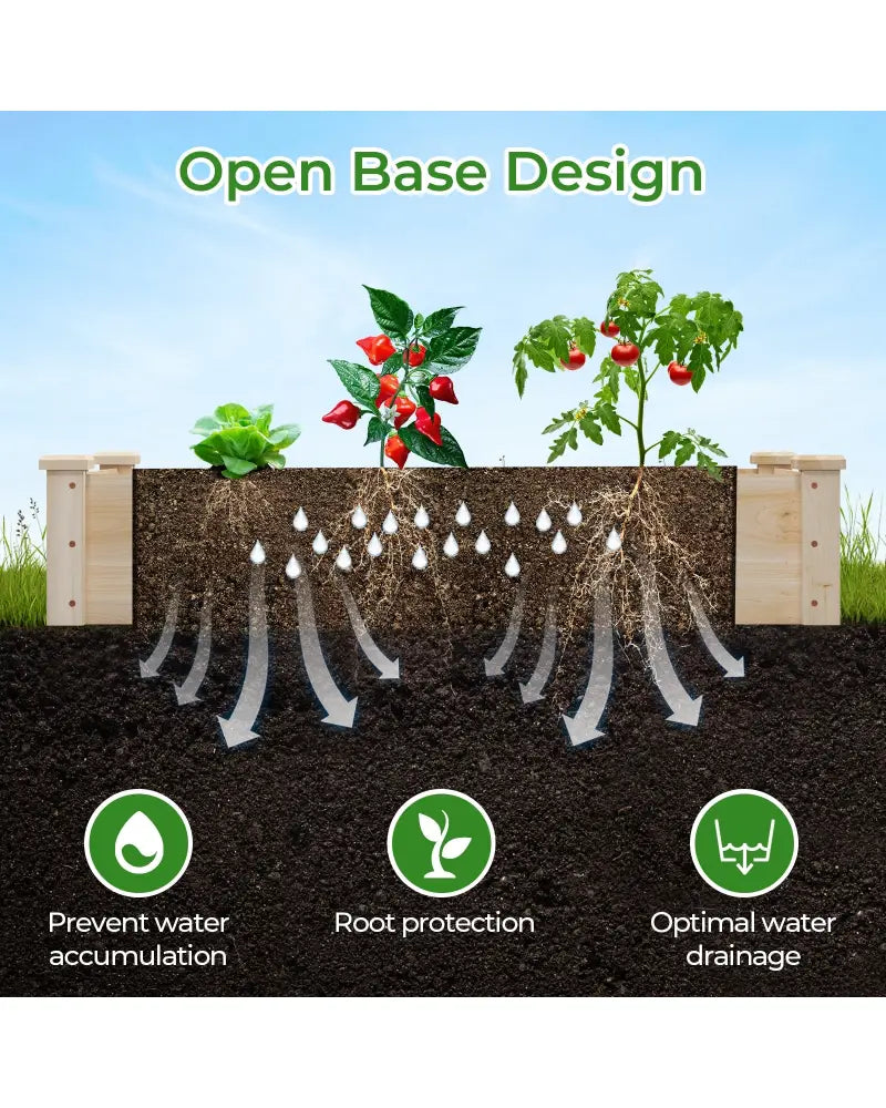 Raised Garden Bed Fir Wood Wooden Square Wood Planter Box for Garden - Natural - Raised Garden Beds