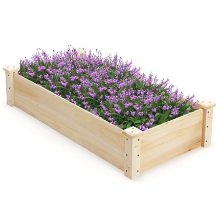 Raised Garden Bed Fir Wood Wooden Square Wood Planter Box for Garden - Natural - Raised Garden Beds