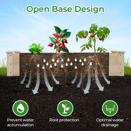 Raised Garden Bed Fir Wood Wooden Square Wood Planter Box for Garden - Natural - Raised Garden Beds
