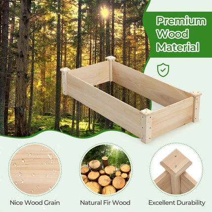 Raised Garden Bed Fir Wood Wooden Square Wood Planter Box for Garden - Natural - Raised Garden Beds