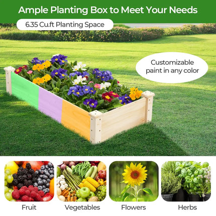 Raised Garden Bed Fir Wood Wooden Square Wood Planter Box for Garden - Natural - Raised Garden Beds