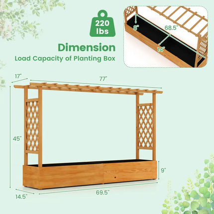 Raised Garden Bed Planter Box with Lattice Trellis Drainage Holes - Orange - Raised Garden Beds