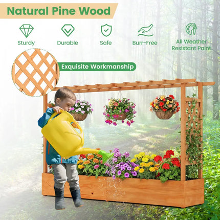Raised Garden Bed Planter Box with Lattice Trellis Drainage Holes - Orange - Raised Garden Beds