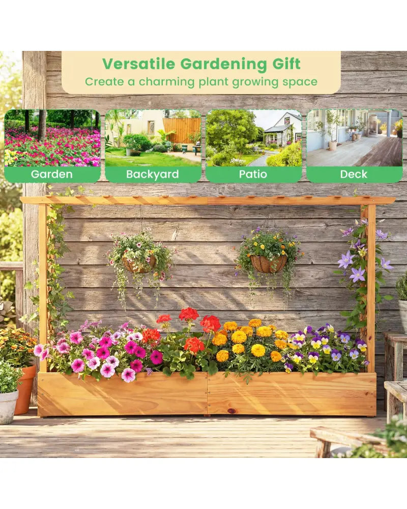 Raised Garden Bed Planter Box with Lattice Trellis Drainage Holes - Orange - Raised Garden Beds