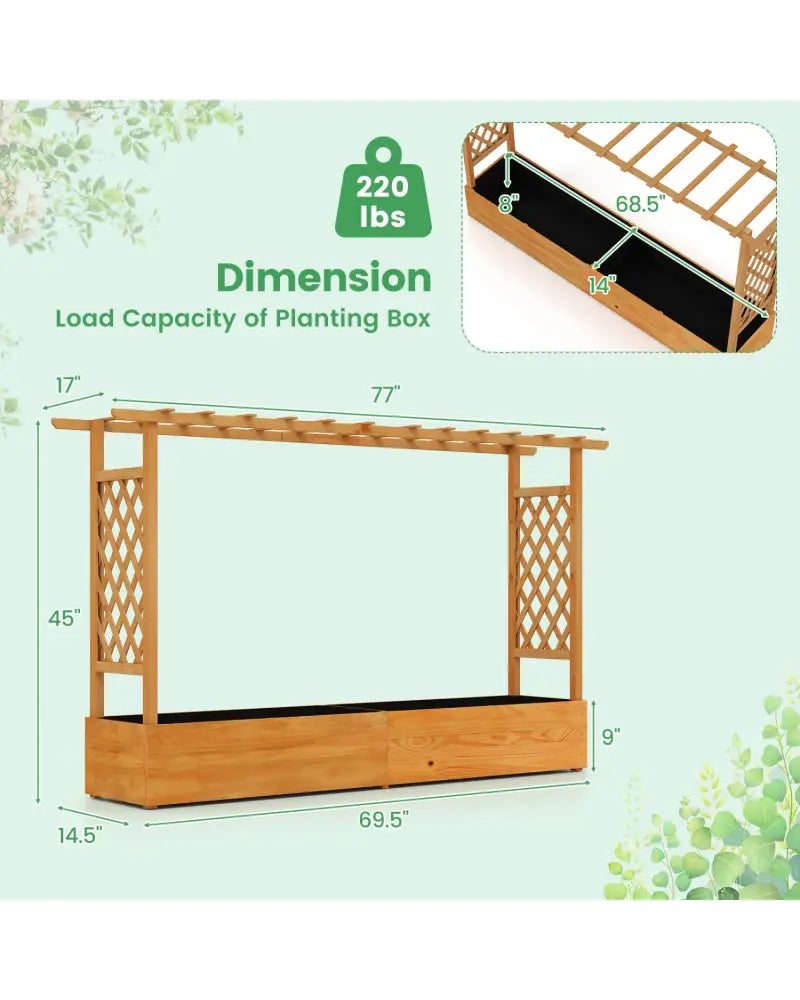 Raised Garden Bed Planter Box with Lattice Trellis Drainage Holes - Orange - Raised Garden Beds