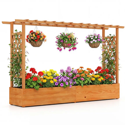 Raised Garden Bed Planter Box with Lattice Trellis Drainage Holes - Orange - Raised Garden Beds