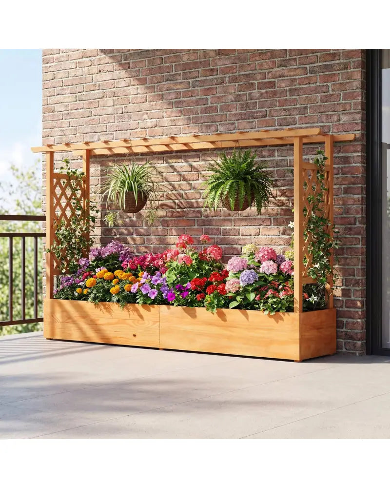 Raised Garden Bed Planter Box with Lattice Trellis Drainage Holes - Orange - Raised Garden Beds