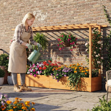 Raised Garden Bed Planter Box with Lattice Trellis Drainage Holes - Orange - Raised Garden Beds