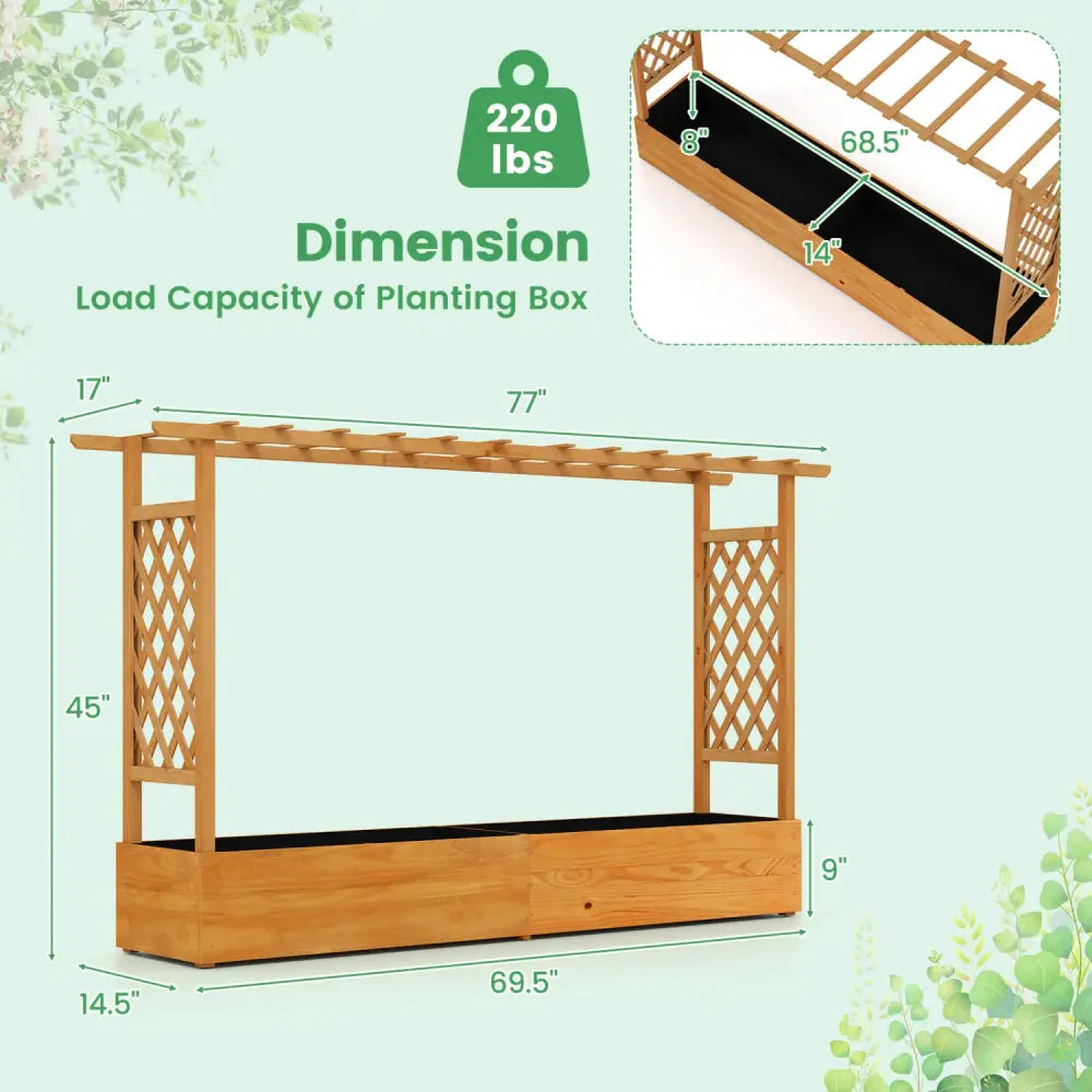 Raised Garden Bed Planter Box with Lattice Trellis Drainage Holes - Orange - Raised Garden Beds