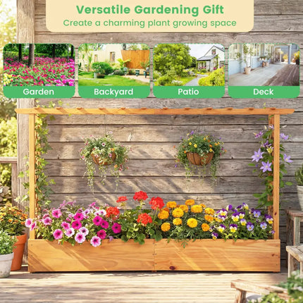 Raised Garden Bed Planter Box with Lattice Trellis Drainage Holes - Orange - Raised Garden Beds