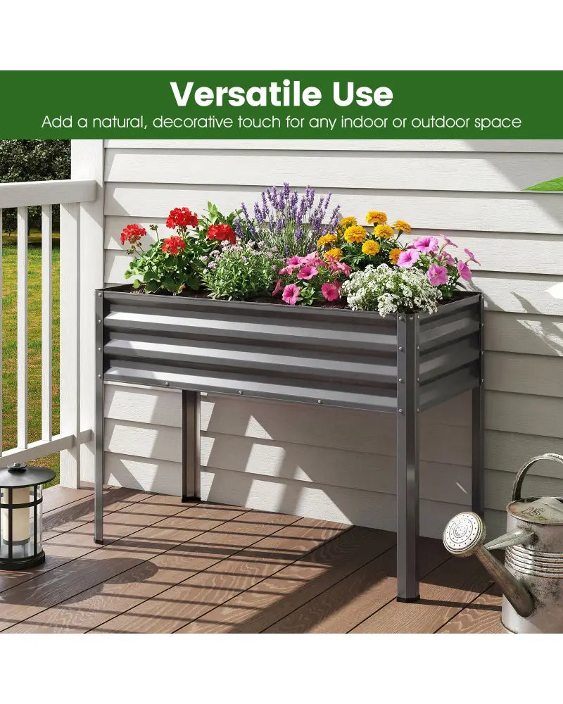 Raised Garden Bed Set of 2 Electro-Coating Metal Large Elevated Planter Box-Grey - Gray - Raised Garden Beds