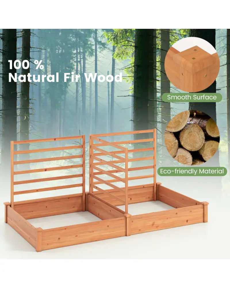 Raised Garden Bed with 2 Planter Boxes and 3 Trellis-Oak - Oak - Raised Garden Beds