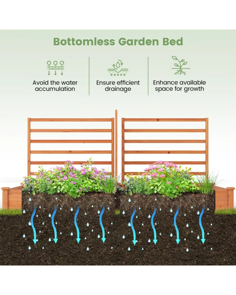 Raised Garden Bed with 2 Planter Boxes and 3 Trellis-Oak - Oak - Raised Garden Beds