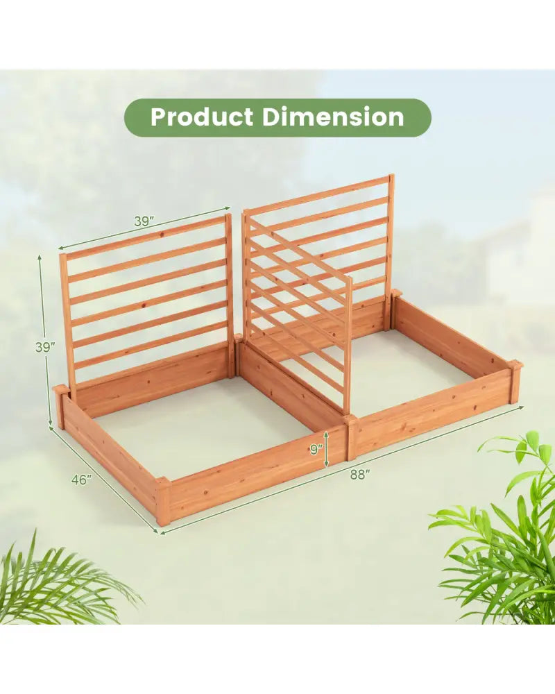 Raised Garden Bed with 2 Planter Boxes and 3 Trellis-Oak - Oak - Raised Garden Beds