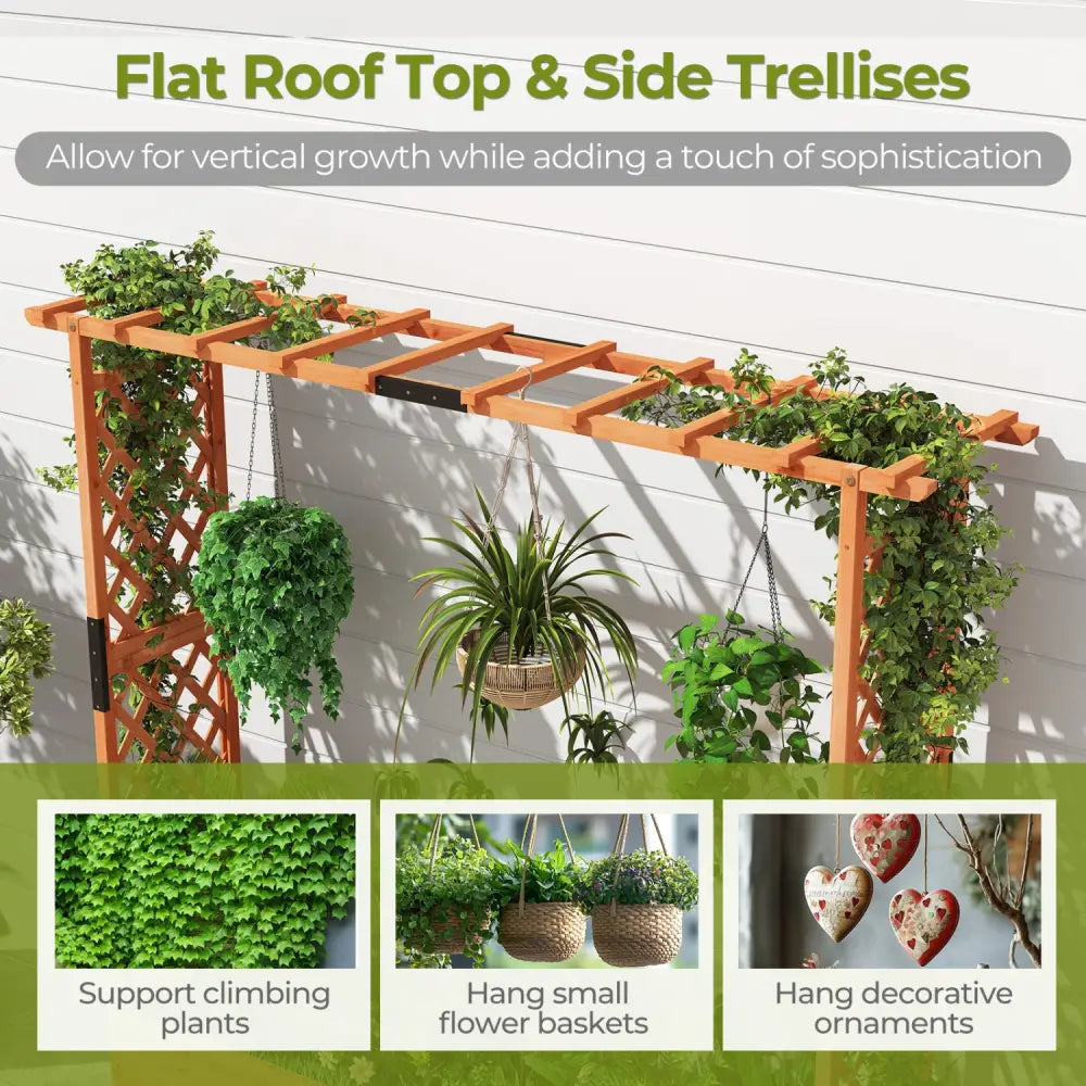 Raised Garden Bed with Arch Trellis and Hanging Roof-Orange - Orange - Raised Garden Beds