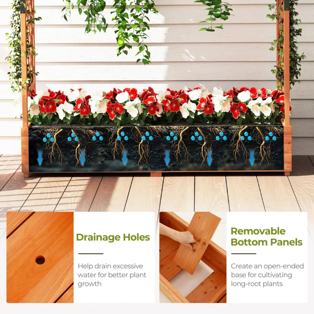 Raised Garden Bed with Arch Trellis and Hanging Roof-Orange - Orange - Raised Garden Beds