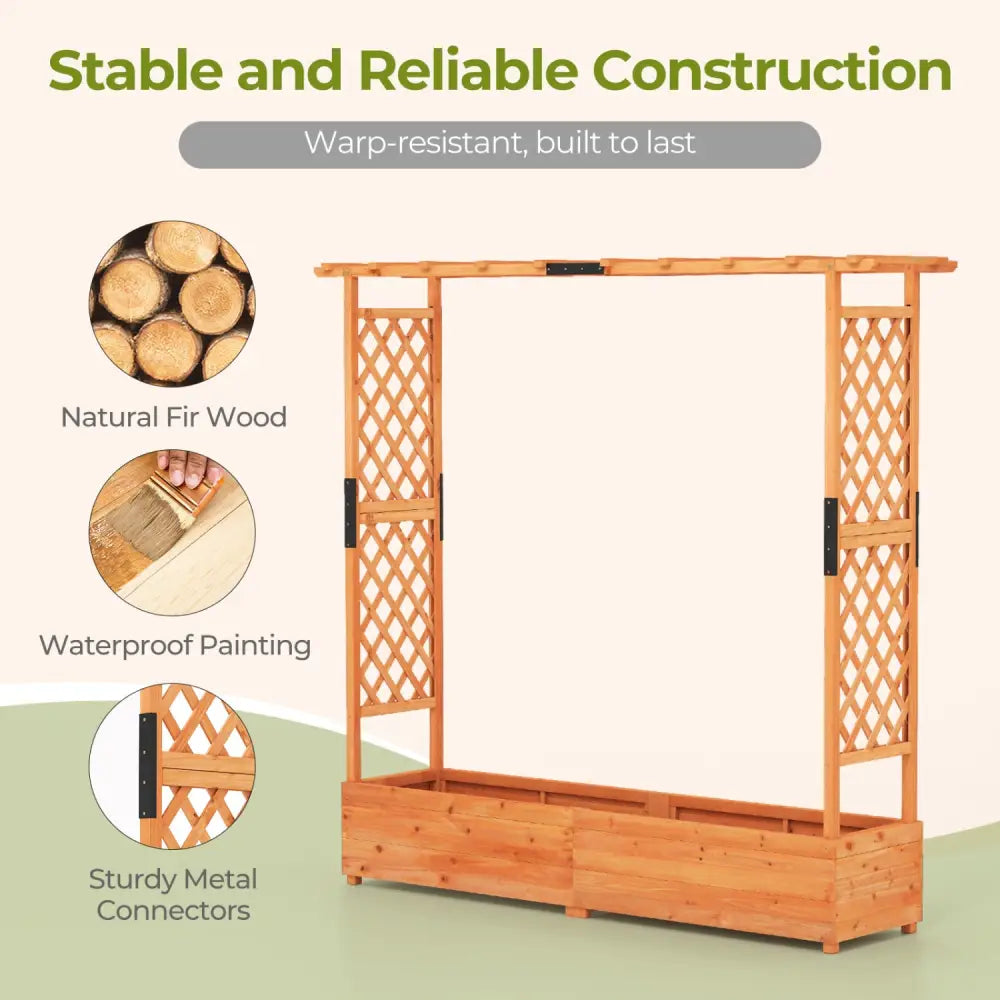 Raised Garden Bed with Arch Trellis and Hanging Roof-Orange - Orange - Raised Garden Beds