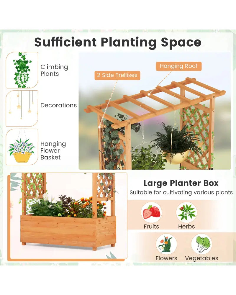Raised Garden Bed with Arch Trellis-Orange - Orange - Raised Garden Beds