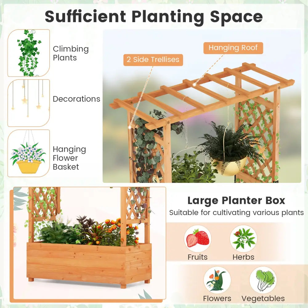 Raised Garden Bed with Arch Trellis-Orange - Orange - Raised Garden Beds
