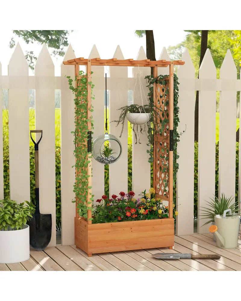 Raised Garden Bed with Arch Trellis-Orange - Orange - Raised Garden Beds