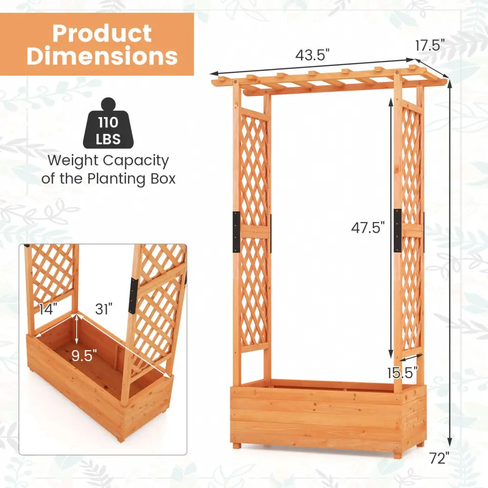 Raised Garden Bed with Arch Trellis-Orange - Orange - Raised Garden Beds