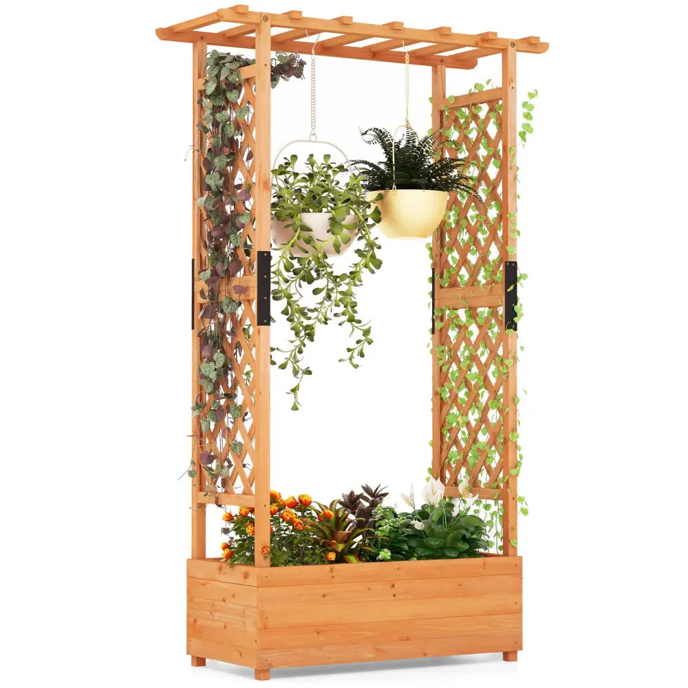 Raised Garden Bed with Arch Trellis-Orange - Orange - Raised Garden Beds