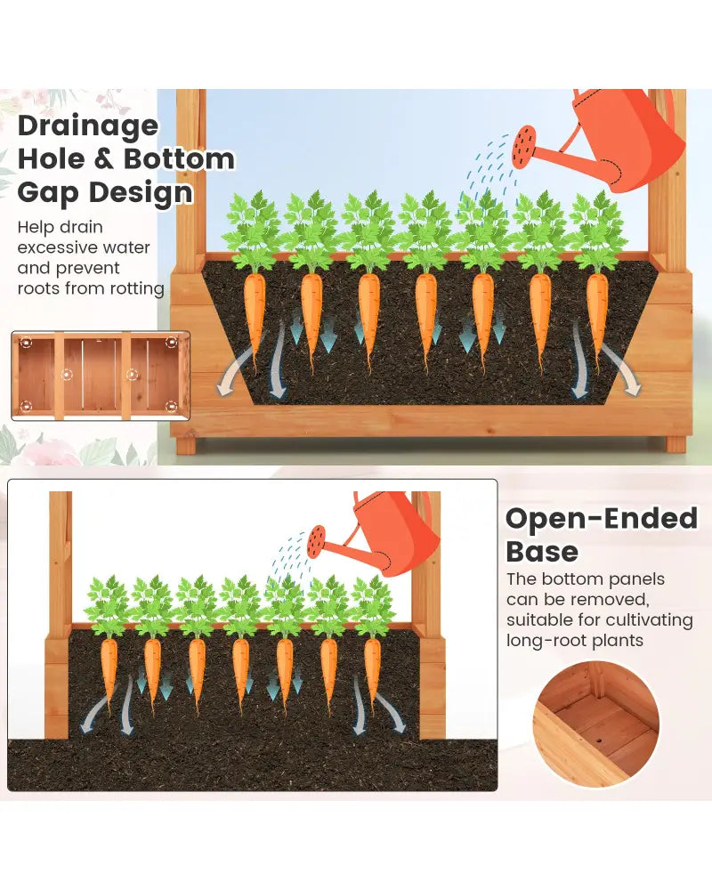 Raised Garden Bed with Arch Trellis-Orange - Orange - Raised Garden Beds