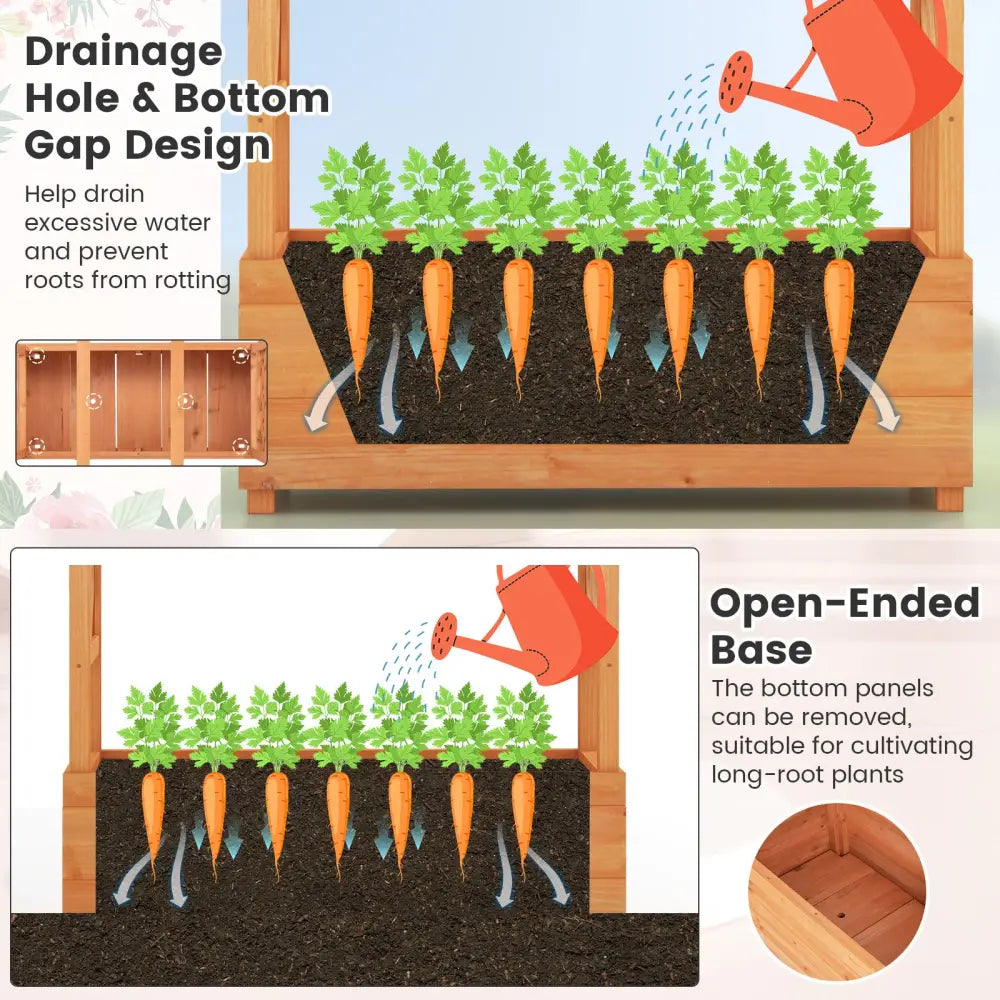 Raised Garden Bed with Arch Trellis-Orange - Orange - Raised Garden Beds