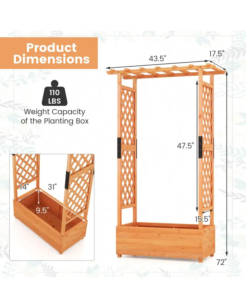 Raised Garden Bed with Arch Trellis-Orange - Orange - Raised Garden Beds