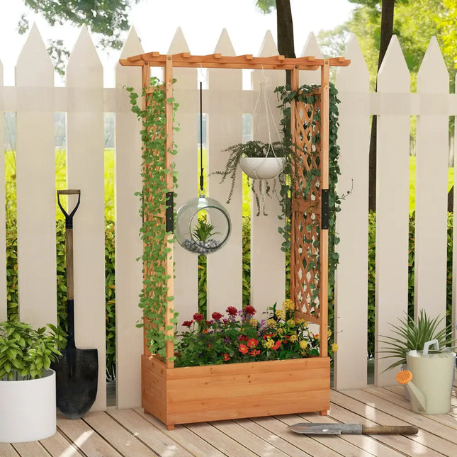 Raised Garden Bed with Arch Trellis-Orange - Orange - Raised Garden Beds